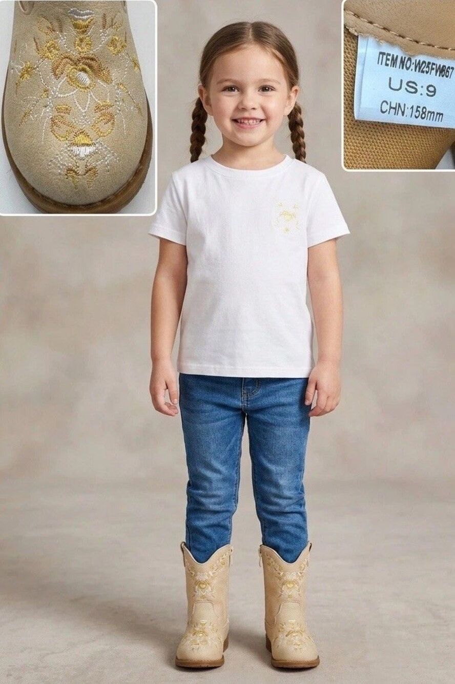 Girl’s Toddler Embroidered Cowboy Boots - Size 9